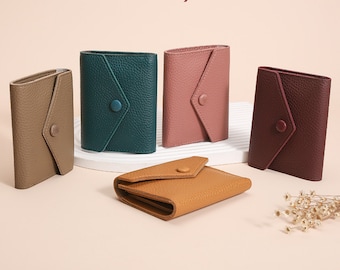 Personalized PU Leather Card Wallet: Small Women's Wallet with Zipper