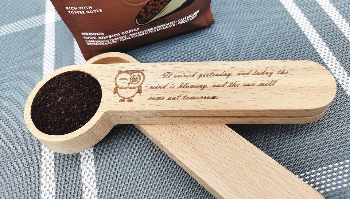 Custom Coffee Scoop with ClipPersonlised Wooden Coffee Scoop Etsy