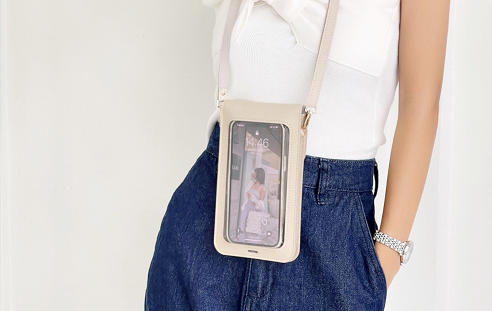 Bolso de las mujeres Carteras de cuero suave Caso Pantalla táctil Monedero  del teléfono celular Crossbody Correa de hombro Bolso para mujeres Bolsos  de mujer baratos