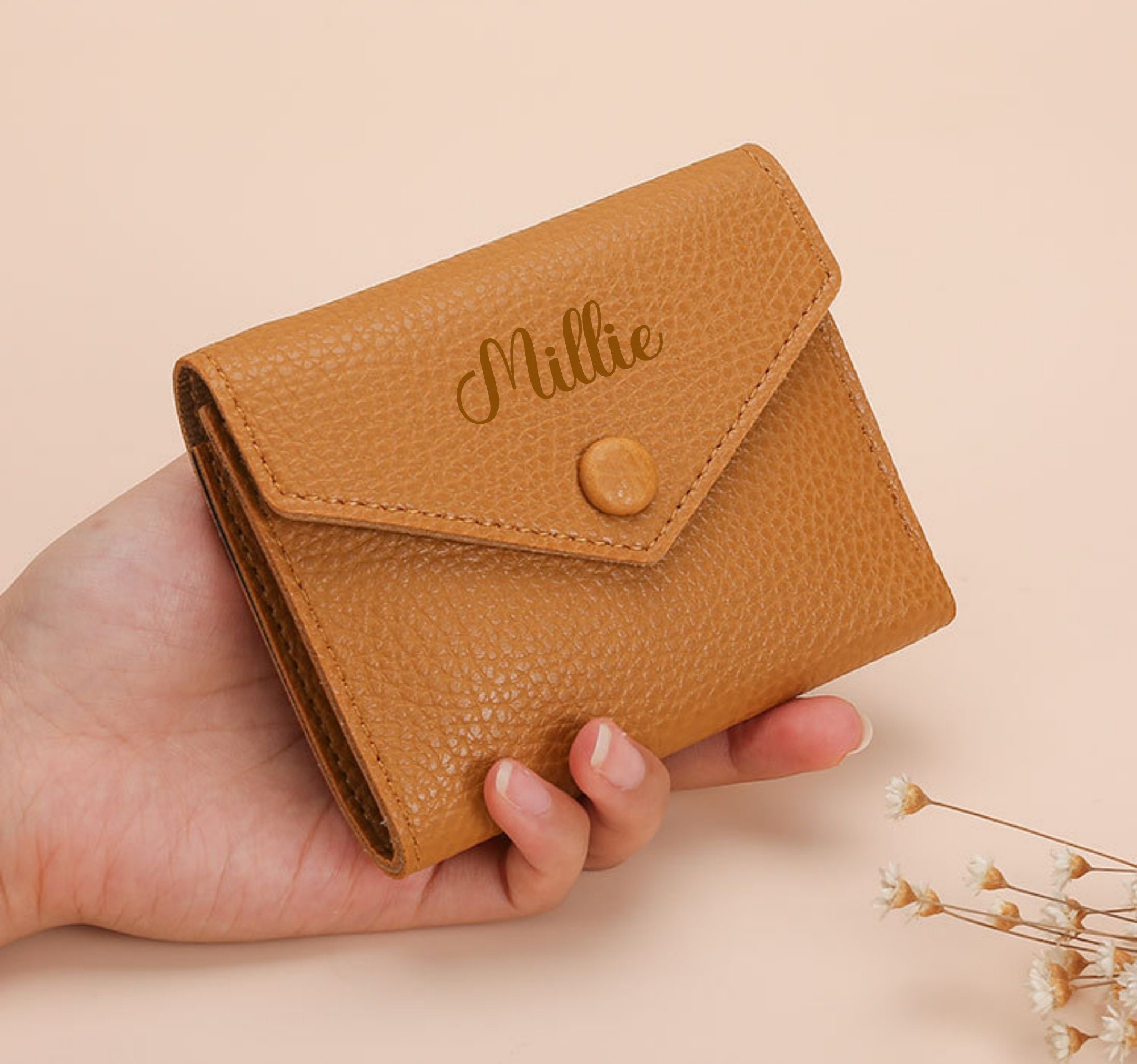 パーソナライズされたPuレザーカードウォレット:ジッパー付きの小さな女性用ウォレット
