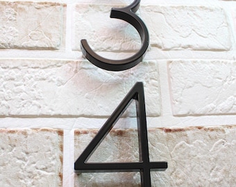 5 Inch Matte Black Metal House Number : Modern Floating Address Sign,Metal Letters Digit.