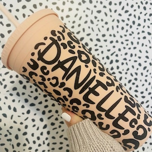 HUGE 32 OZ Matte Cheetah Tumbler, Cheetah Print Tumblers, Matte Black Tumbler, Matte Teal, Personalized Gift, Trenta Tumbler, Gift for Mom,