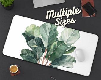 Fiddle-Leaf Fig Plant Botanical Cute Desk Mat / Cute & Trendy Workspace / Trendy Pattern / Desk Pad Accessory / Plant Aesthetic Home Decor