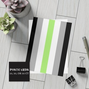 Cartes postales de drapeau de fierté d'Agender, options de jeu de cartes postales multiples, décor à la maison LGBTQIA +, articles de logement inclusifs, entreprise possédée par Queer, cadeau pour les gays