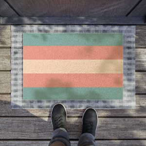 Trans Pride Flag Coir Outdoor Doormat, LGBTQIA+ Home Decor, Inclusive Housing Items, Queer Owned Business, Couples Gifts, Pride Gift