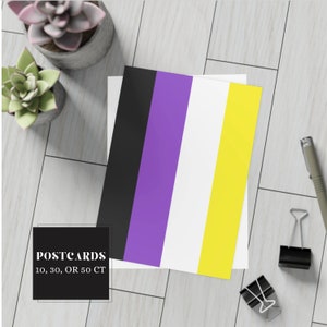 Cartes postales non binaires de drapeau de fierté, options de jeu de cartes postales multiples, décoration d'intérieur LGBTQIA +, articles de logement inclusifs, entreprise appartenant à des homosexuels, cadeau pour gay