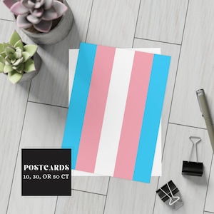 Cartes postales de drapeau de fierté transsexuelle, option de jeu de cartes postales multiples, décor à la maison LGBTQIA +, articles de logement inclusifs, entreprise appartenant à des homosexuels, cadeau pour gay