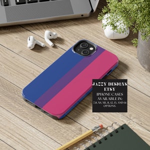 Bisexual Pride Flag Tough Durable iPhone Cases, LGBTQIA+ iPhone Cases, Compatible w/ 7,8, X, 11, 12, 13, 14 Options, Pride Month Gifts