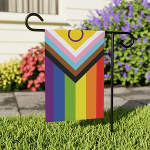 Intersex-Inclusive Progress Pride Flag Garden & House Banner (no pole), LGBTQIA+ Home Decor, Inclusive Housing Items, Queer Owned Business