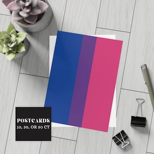 Cartes postales de drapeau de fierté bisexuelle, options de jeu de cartes postales multiples, décor à la maison LGBTQIA +, articles de logement inclusifs, entreprise appartenant à des homosexuels, cadeau pour gay