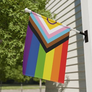 Intersex-Inclusive Progress Pride Flag Garden & House Banner (no pole), LGBTQIA+ Home Decor, Inclusive Housing Items, Queer Owned Business
