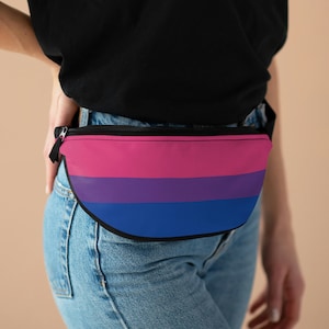 Bisexual Pride Flag-Themed Patterned Fanny Pack, Fanny Pack for Festivals, Bag for Rave, Festival Sling Bag, Pride Festival Outfi