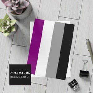 Cartes postales de drapeau de fierté asexuée, options de jeu de cartes postales multiples, décor à la maison LGBTQIA +, articles de logement inclusifs, queer Own Business, cadeau pour les gays