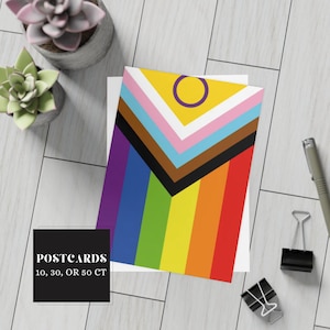 Intersex Inclusive Pride Flag Cartes postales, Options de jeu de cartes postales multiples, LGBTQIA + Home Decor, Articles de logement inclusifs, Queer Owned Business