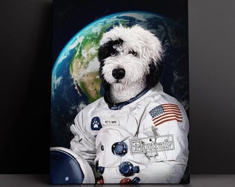 Custom Astronaut Dog Portrait, Space dog Sympathy Gift, NASA pet Dog Mom Gift, Custom Dog Portrait from photo, Pet Memorial, Dog Loss