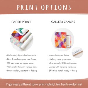 Wall Art Print options for Gallery Canvas Wrap and Paper Prints