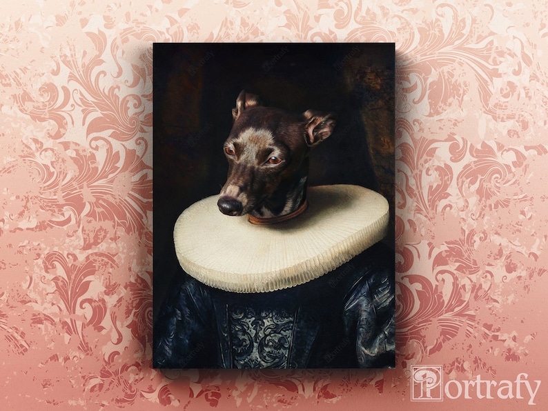 Historical Dog Animal Cat Custom Pet Portrait By Photo Renaissance Oil Painting Unique Gift Royal Pet Artwork Canvas Wrap Poster