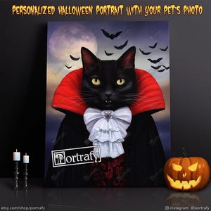 Vampire Pet Portrait, Halloween Pet, Dracula Pet Portrait, Vampire Cat costume, gift for pet, Custom Pet Portrait, Funny Halloween gift image 10
