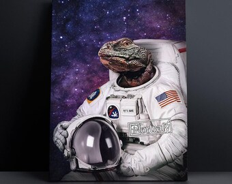 CUSTOM Astronaut Pet Portrait, Space Suit Dog Portrait, Space Helmet Poster with Your Pet Photo, Funny Gift for Pet Lover, Astro Pet