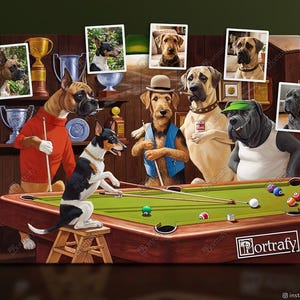 Dogs Playing Poker Custom Pet Portrait, Funny Gambling Pet Portrait from photos, Pets at Poker Table Playing Cards, Poker Lover Gift image 16
