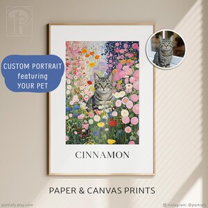 Custom Floral Pet Portrait in Gustav Klimt Style