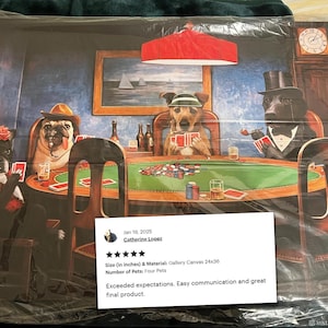 Dogs Playing Poker Custom Pet Portrait, Funny Gambling Pet Portrait from photos, Pets at Poker Table Playing Cards, Poker Lover Gift image 12