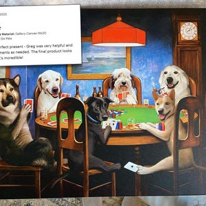 Dogs Playing Poker Custom Pet Portrait, Funny Gambling Pet Portrait from photos, Pets at Poker Table Playing Cards, Poker Lover Gift image 9