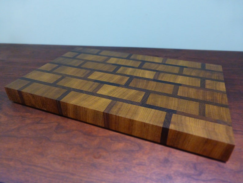Iroko And Wenge Brick Wall Style End Grain Chopping Board Etsy