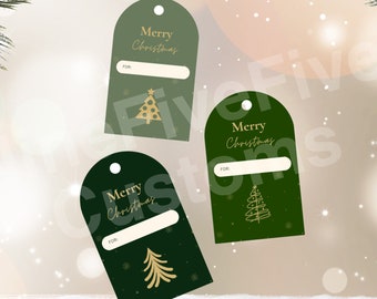 Green & Gold Christmas Gift Tags - Digital Download