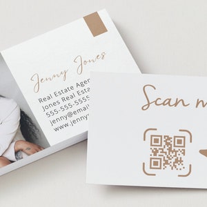 Business card with QR Code | Business Card for Real Estate Agents | Editable Business card design template, Printable digital scan card