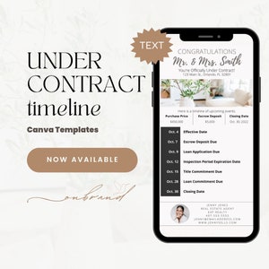 Real Estate Transaction Under Contract Timeline, Real Estate Agent Templates, Textable Real Estate, Digital Real Estate, Realtor Text