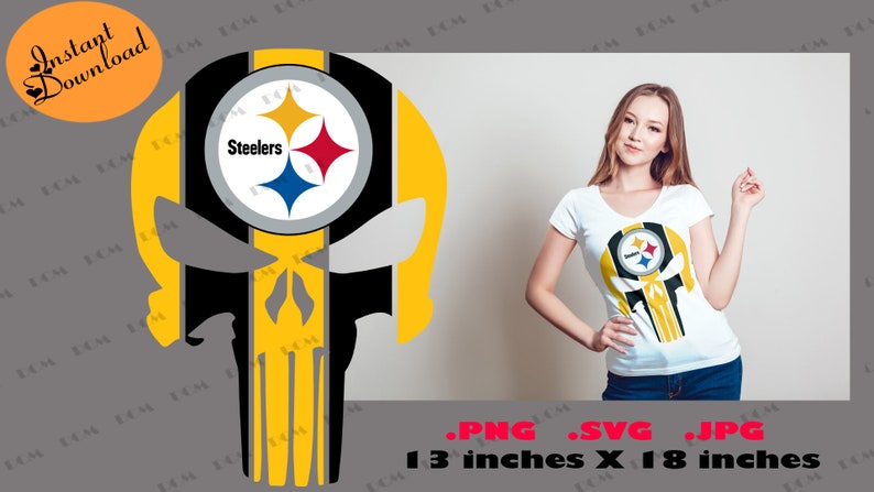 Download Punisher Steelers Skull Svg Steelers NFL Skull Svg Files ...