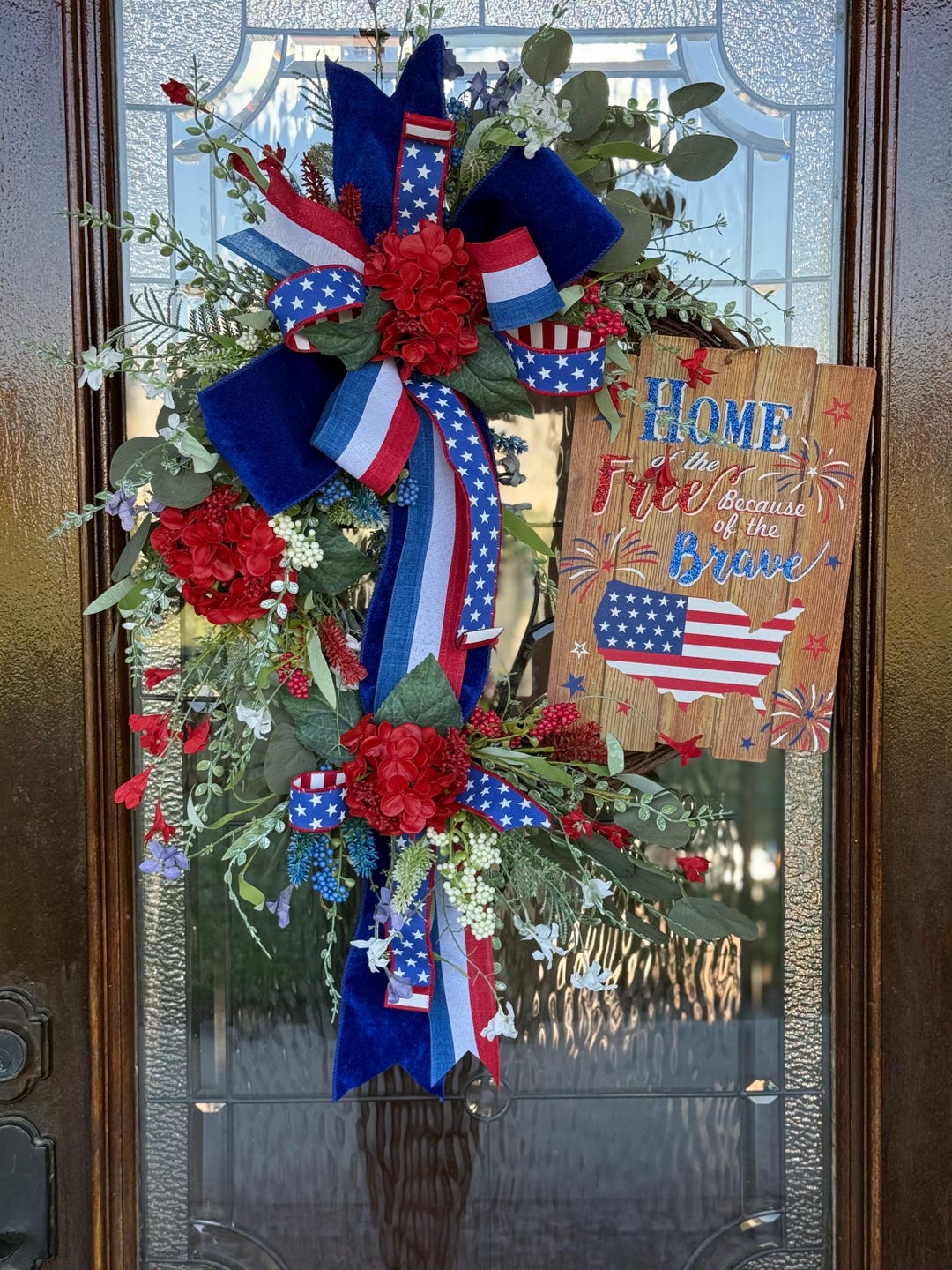 Americana Grapevine Wreath, Patriotic Door Decor, 4th of July Holiday ...