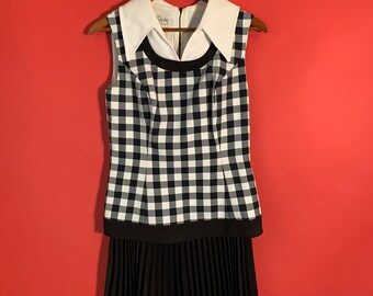 Vintage 60’s Black and White Mod Dress by Burt Stanley of California size medium