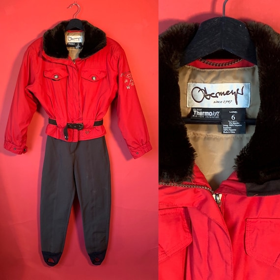 VTG Obermeyer Womens Ski Suit Snow Suit Size 6 Small Red Black and Brown Etsy Ireland
