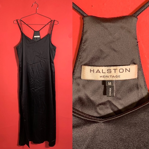 Halston Heritage Black Slip Dress Womens Medium