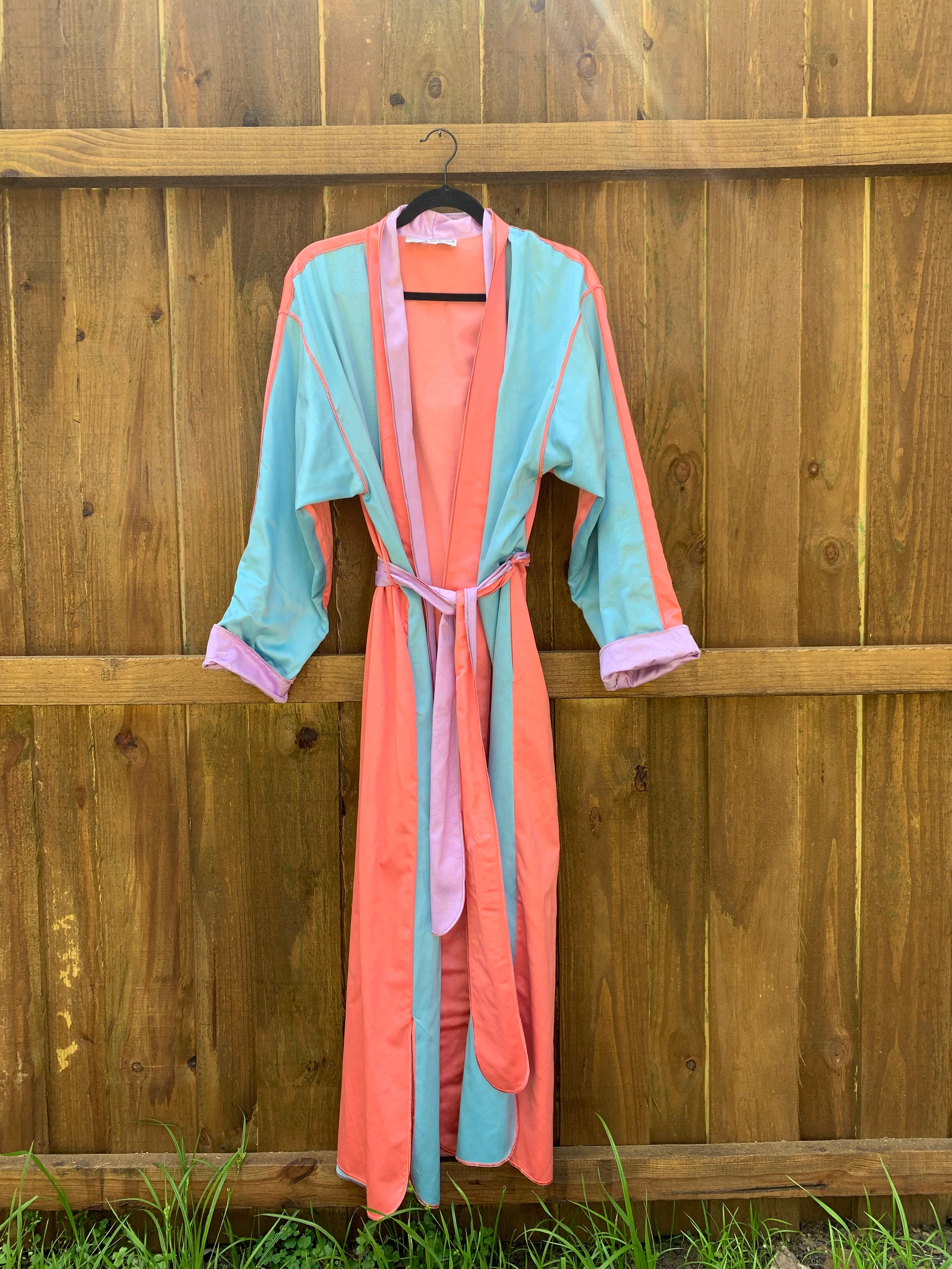 Vintage Fernando S nchez Colorful Robe 1980 s Funky Pastel One Size