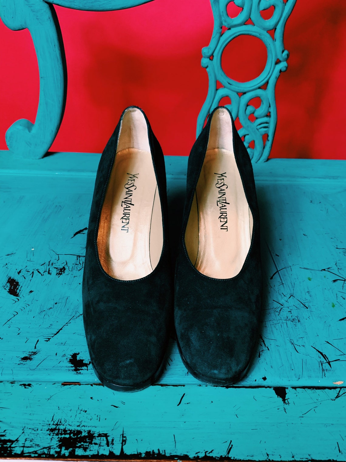 ysl heels green