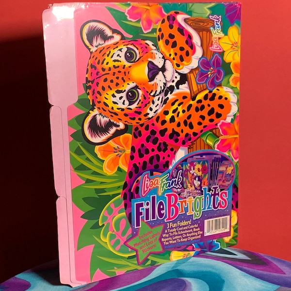 VTG 1990’s Y2K Lisa Frank File Brights Folders with Matching Labels and Stickers Leopard NEW Sealed