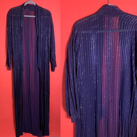 Vintage 1970’s Navy Blue Sparkly NYE Robe, Duster - image 1