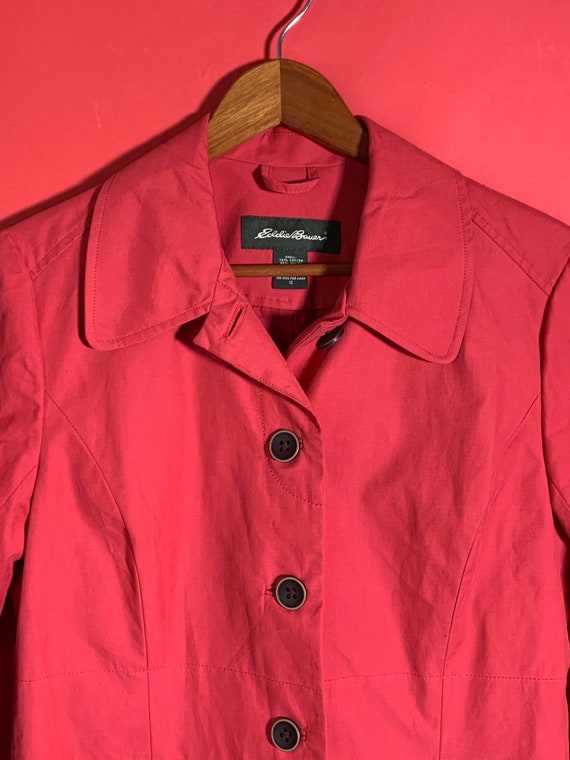 Eddie Bauer Red Cotton Jacket Trench Coat Size S - image 6