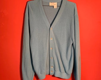 VTG 1970’s Jantzen Baby Blue Cardigan Made In USA, Size Medium