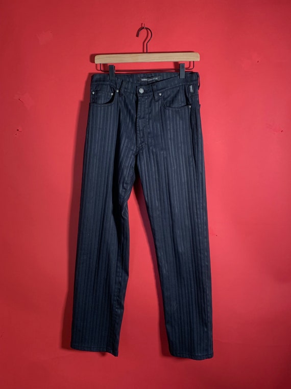 Vintage Versace Jeans Couture Black Pin Stripe Pa… - image 1
