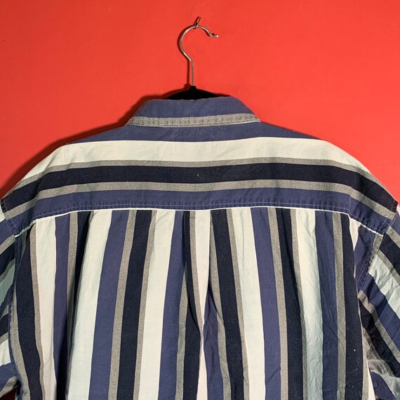 90's Faded Glory Men's Striped Button Down Navy W… - image 9