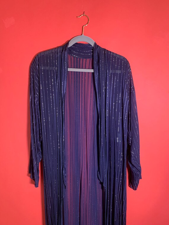 Vintage 1970’s Navy Blue Sparkly NYE Robe, Duster - image 9