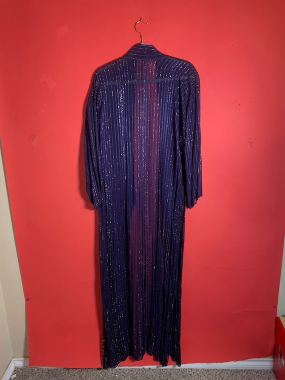 Vintage 1970’s Navy Blue Sparkly NYE Robe, Duster - image 10