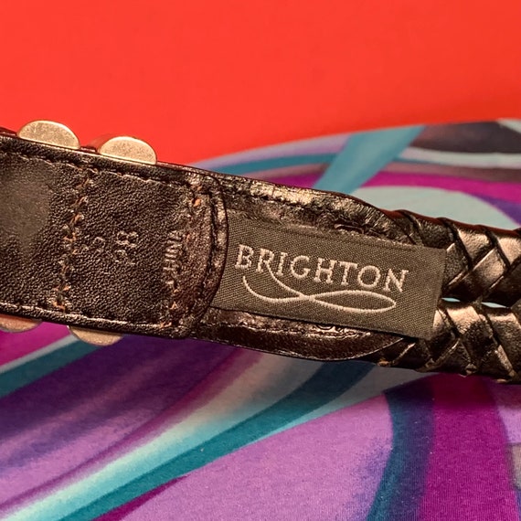 VTG Brighton Belt Black Leather Silver Hardware W… - image 6