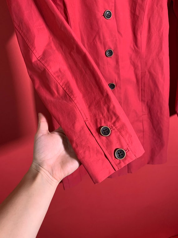 Eddie Bauer Red Cotton Jacket Trench Coat Size S - image 5