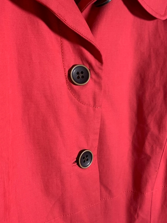Eddie Bauer Red Cotton Jacket Trench Coat Size S - image 2