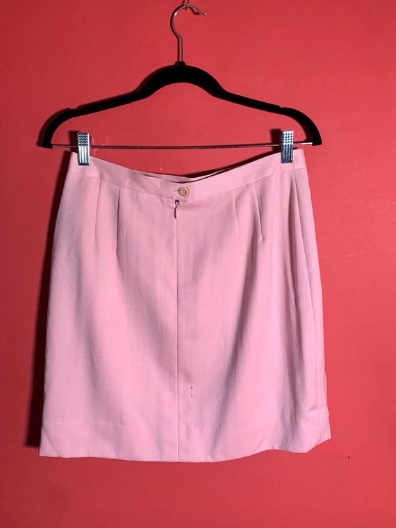 Vintage 1980's Escada Baby Pink Wool Mini Skirt, … - image 6